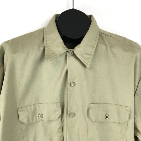 Dickies Work Shirt Men's 2XL Tan Short Sleeve Button Up Mechanic Casual Twill - Picture 2 of 9